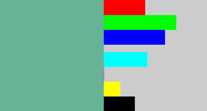 Hex color #67b396 - greyish teal