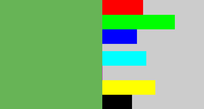Hex color #67b457 - fern
