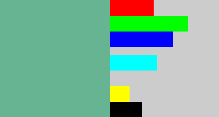 Hex color #67b493 - greyish teal