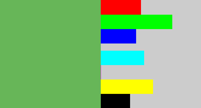 Hex color #67b658 - boring green
