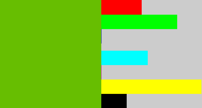 Hex color #67be01 - kermit green