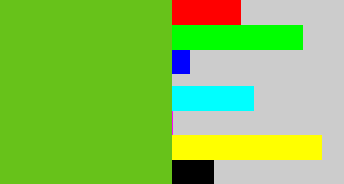 Hex color #67c21a - apple green