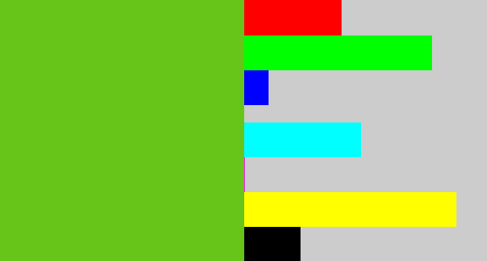 Hex color #67c519 - apple green