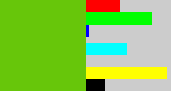 Hex color #67c60a - frog green