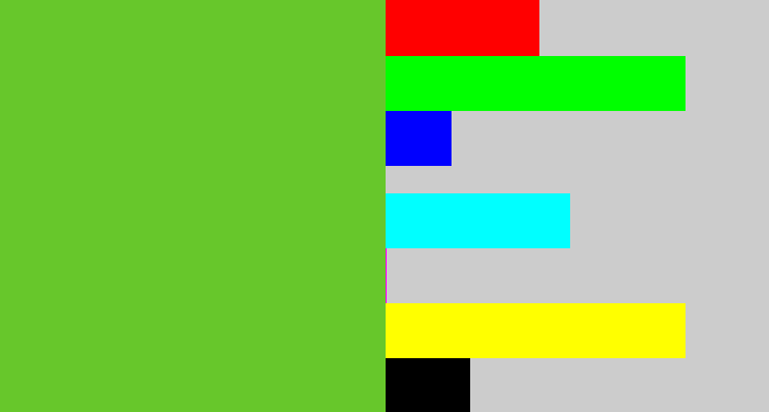 Hex color #67c72b - apple green