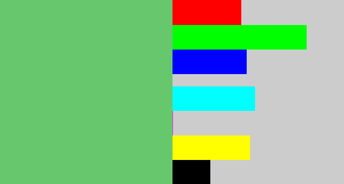 Hex color #67c76d - soft green
