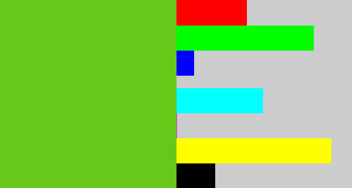 Hex color #67c819 - apple green