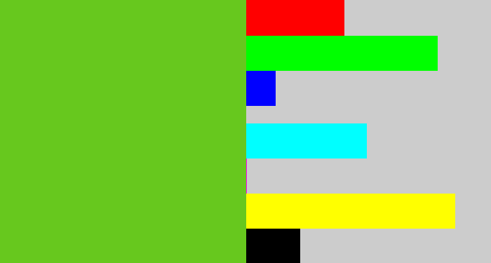 Hex color #67c81e - apple green