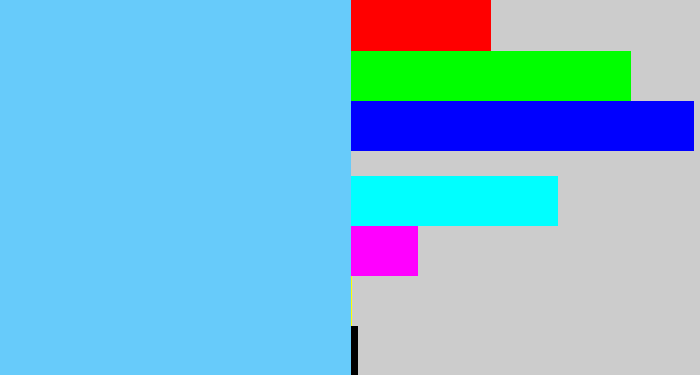 Hex color #67cbfa - lightblue