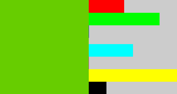 Hex color #67cd00 - frog green