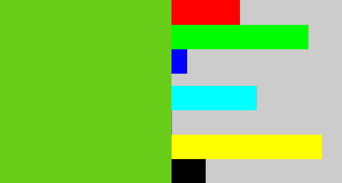 Hex color #67cd18 - green apple