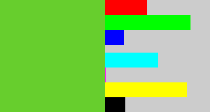 Hex color #67ce2d - apple green