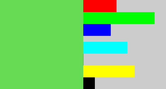Hex color #67db53 - fresh green