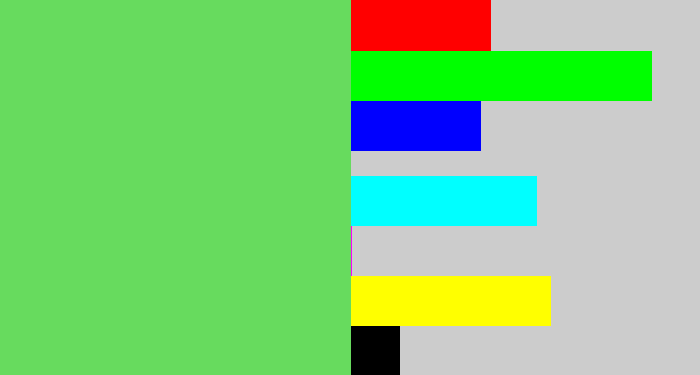 Hex color #67db5e - lightish green