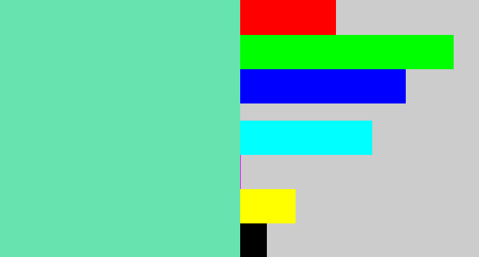 Hex color #67e3af - light greenish blue