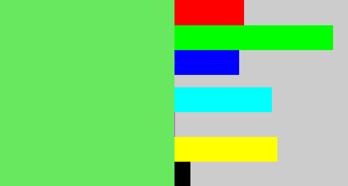 Hex color #67e85f - lightish green