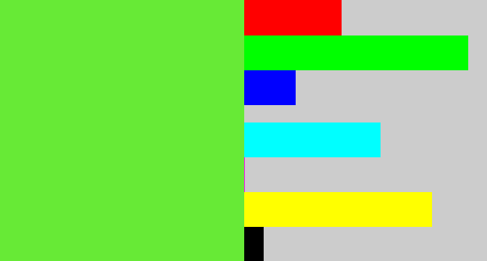 Hex color #67ea36 - toxic green