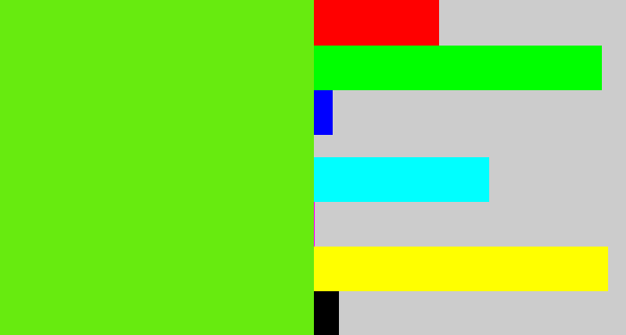 Hex color #67eb0f - bright lime green