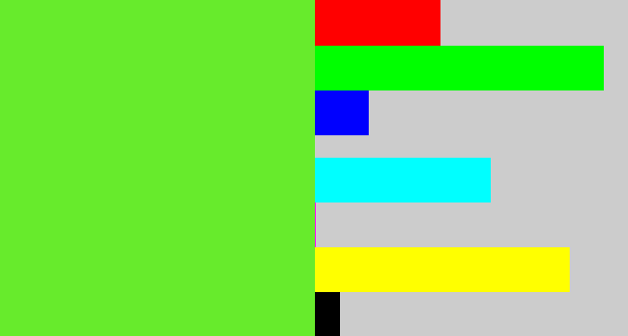 Hex color #67eb2c - toxic green