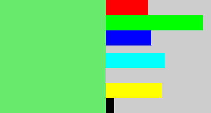 Hex color #67eb6e - lightish green