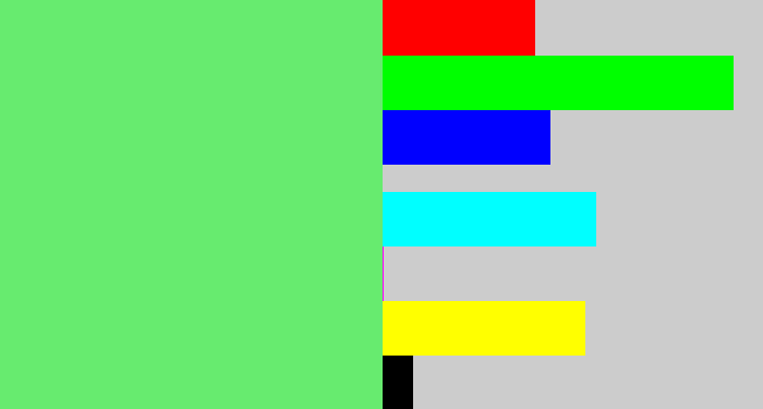 Hex color #67eb6f - lightish green