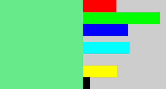 Hex color #67eb8a - lightgreen