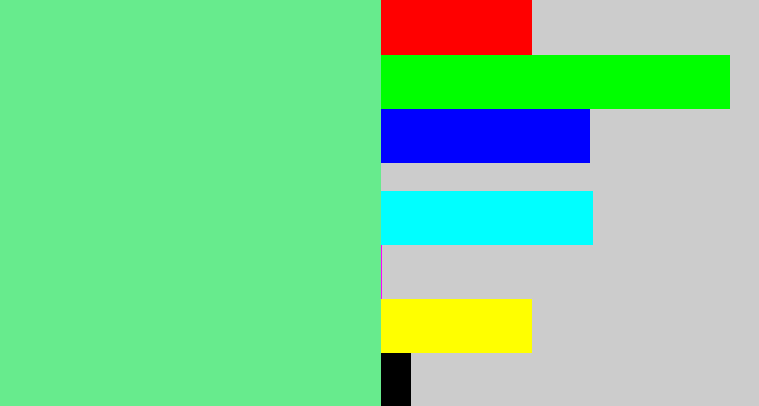 Hex color #67eb8d - lightgreen