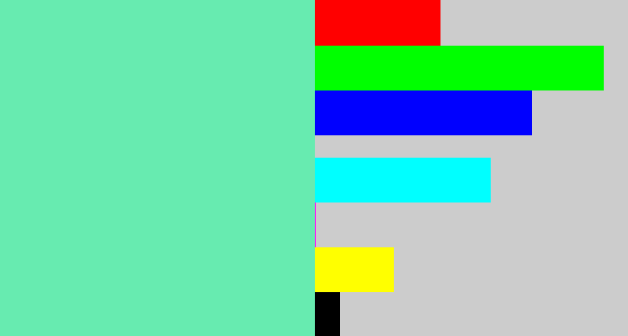 Hex color #67ebb0 - light greenish blue
