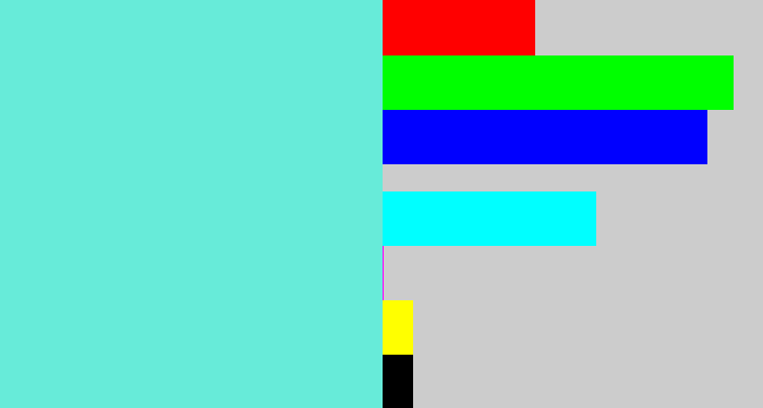 Hex color #67ebd9 - tiffany blue