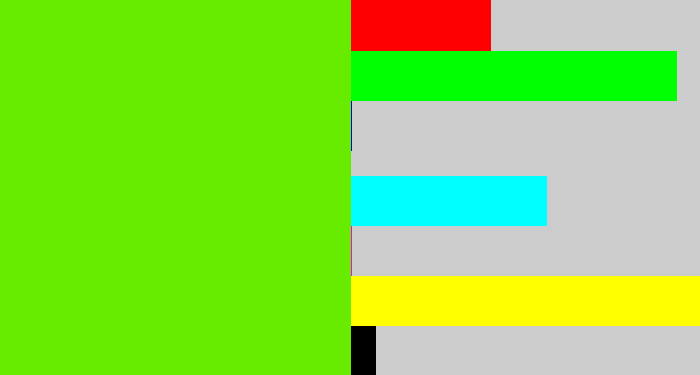 Hex color #67ec00 - bright lime green