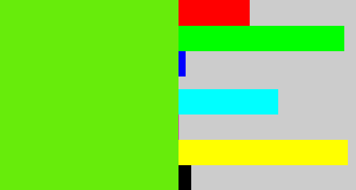 Hex color #67ec0b - bright lime green