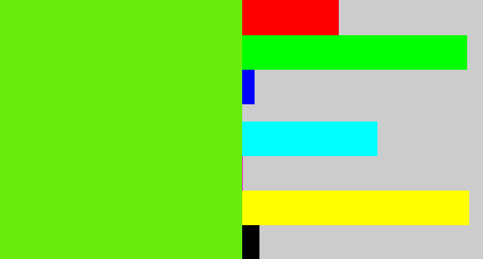 Hex color #67ec0d - bright lime green