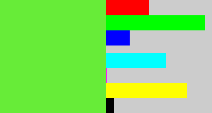Hex color #67ec38 - toxic green