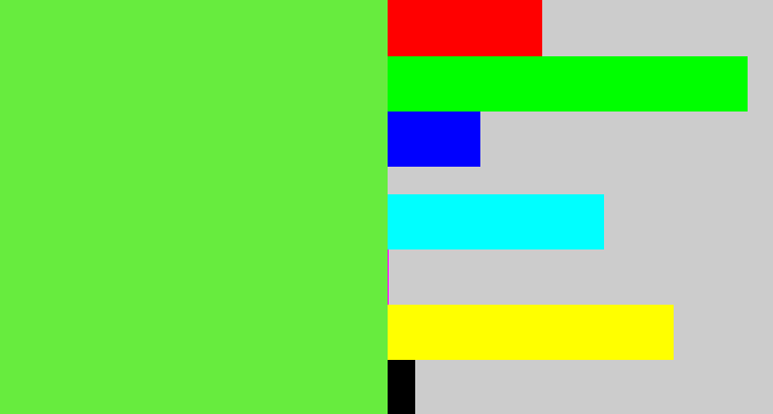 Hex color #67ec3e - toxic green