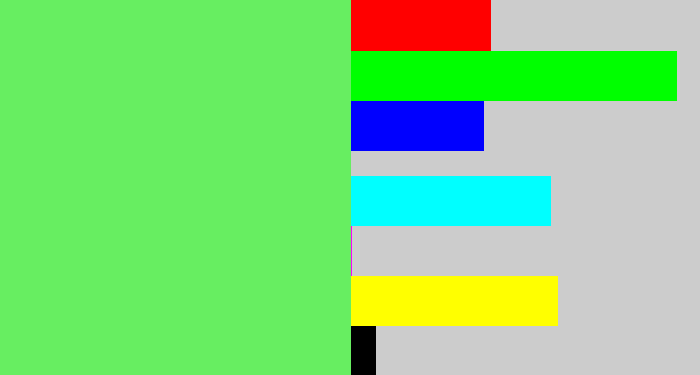 Hex color #67ee61 - lightish green