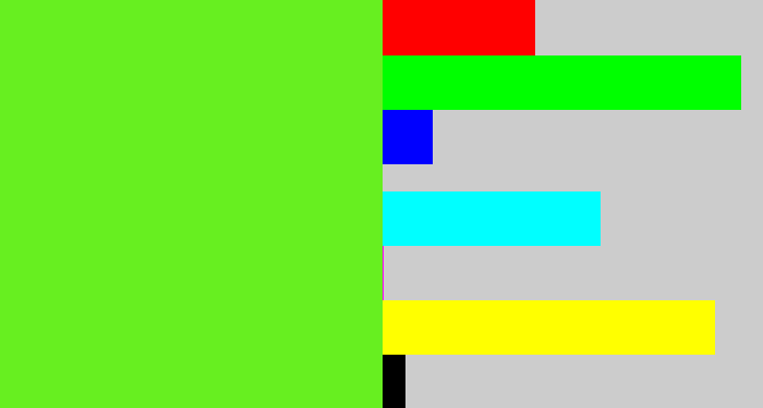 Hex color #67ef20 - toxic green