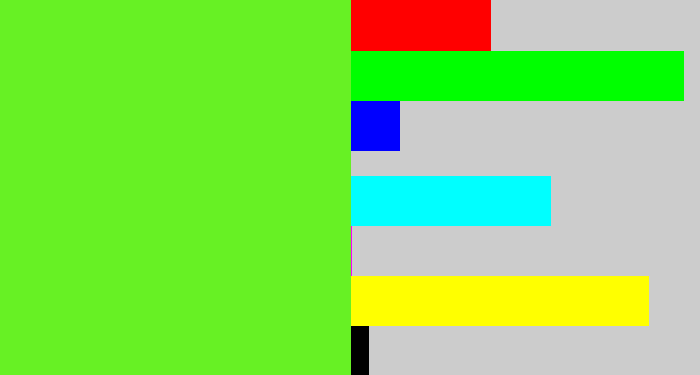 Hex color #67f124 - toxic green