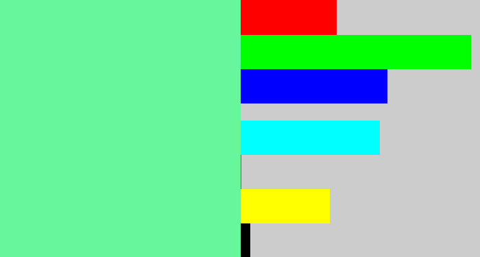 Hex color #67f69c - light green blue