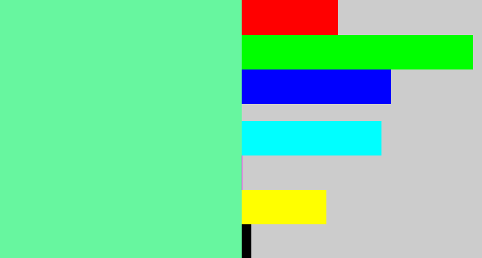 Hex color #67f69f - light green blue