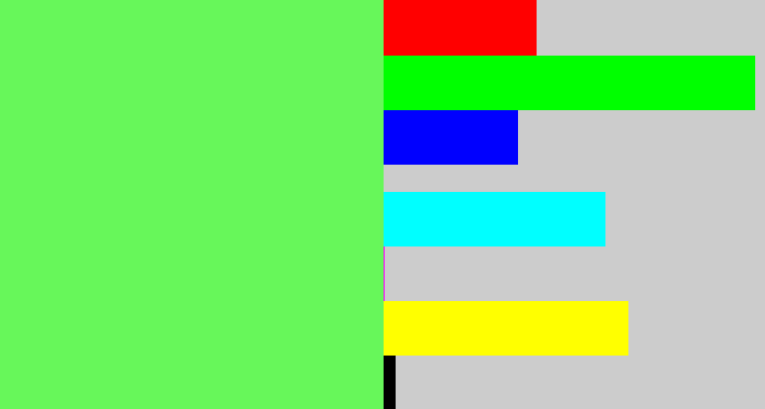 Hex color #67f75a - lighter green
