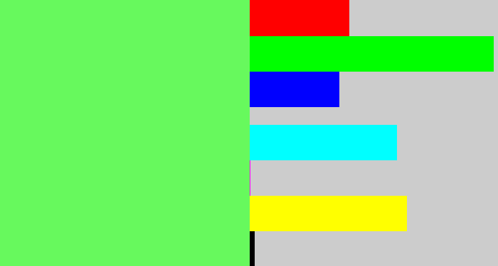 Hex color #67f95d - lighter green