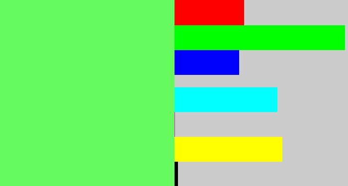 Hex color #67fa5e - lighter green