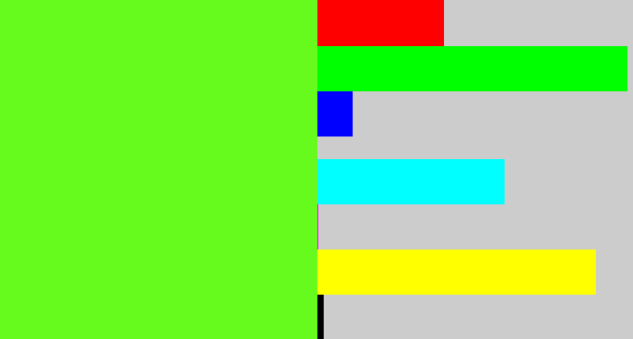 Hex color #67fb1d - bright lime green