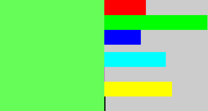 Hex color #67fd59 - lighter green