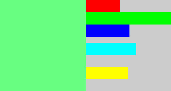 Hex color #67fe81 - lightgreen