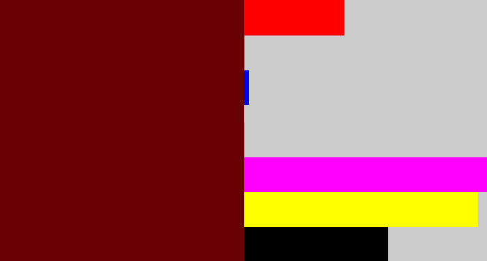 Hex color #680004 - blood