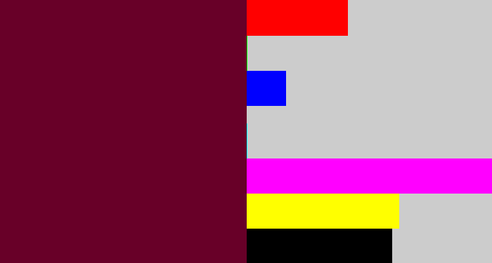 Hex color #680028 - maroon