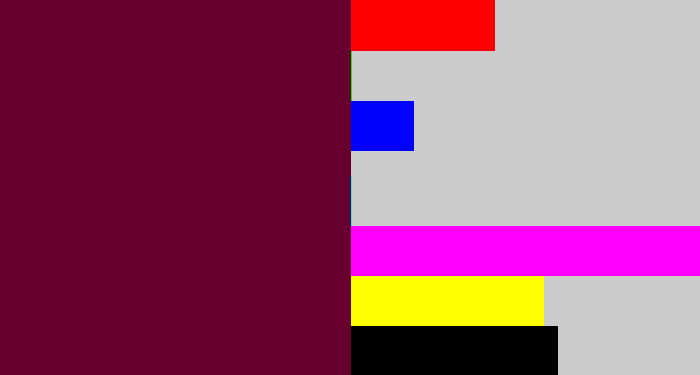 Hex color #68002f - burgundy