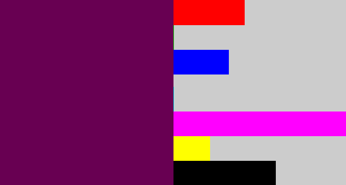 Hex color #680052 - rich purple