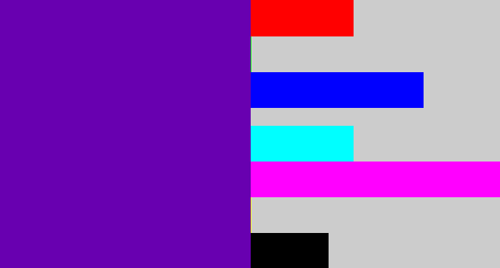 Hex color #6800b0 - violet blue